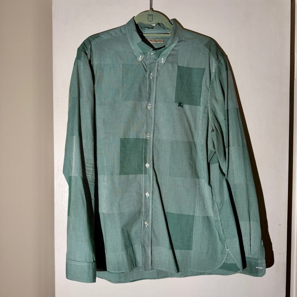 Burberry Brit Men's Green Plaid Button-Down Shirt XL